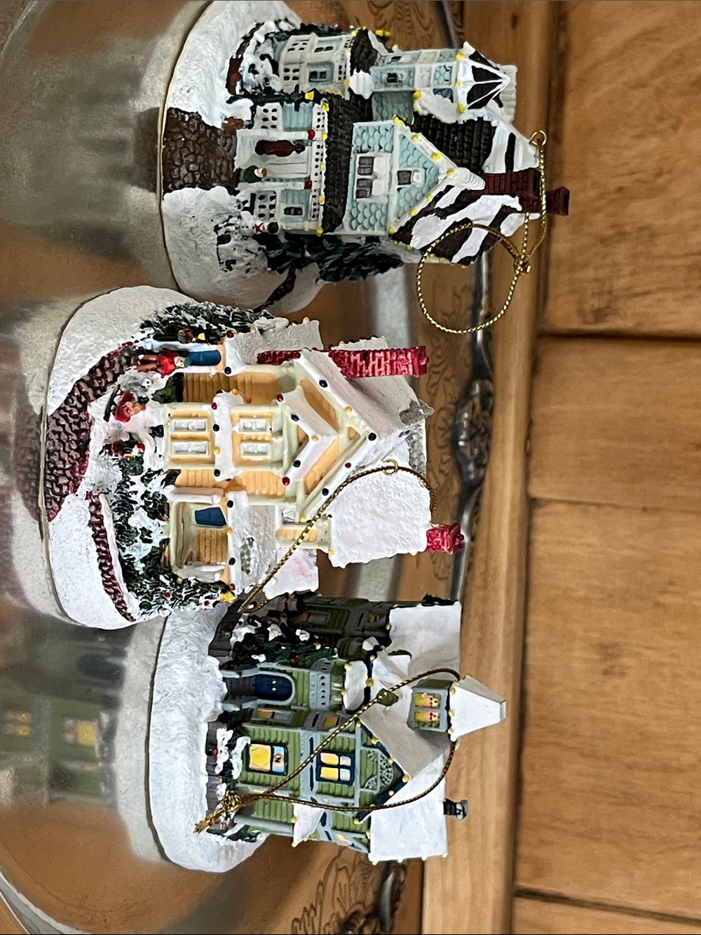 Set of 3-Thomas Kinkade Illumination Ornaments “Winter Memories”